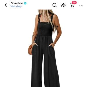 Dokotoo Square Neckline Smocked Jumpsuit